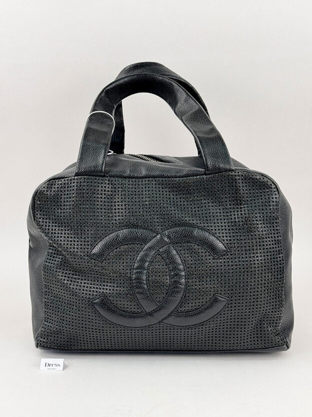 Chanel CC Bowler Perforated Leather Handbag