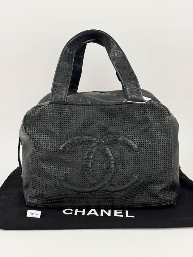 Chanel CC Bowler Perforated Leather Handbag - Image 5