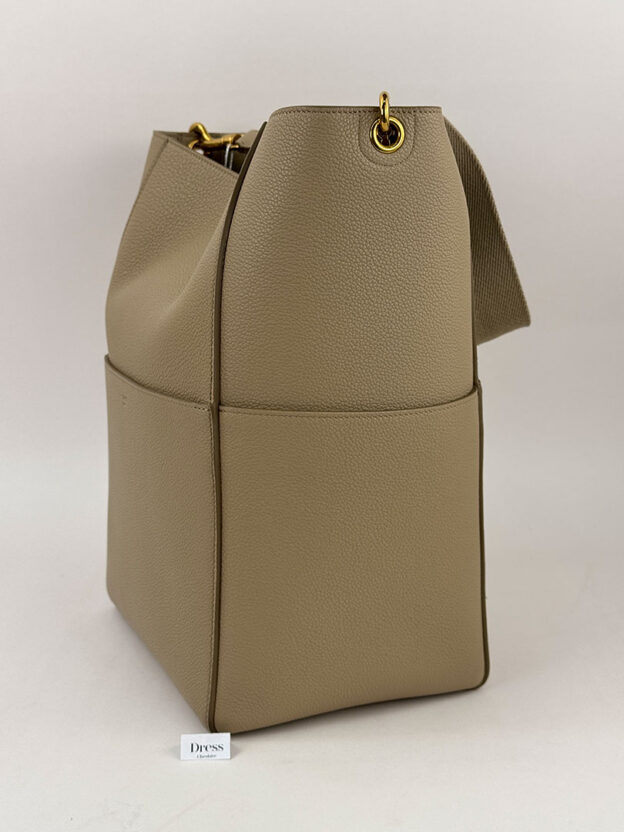 Celine Seau Sangle Leather Beige Tote Bag - Image 2