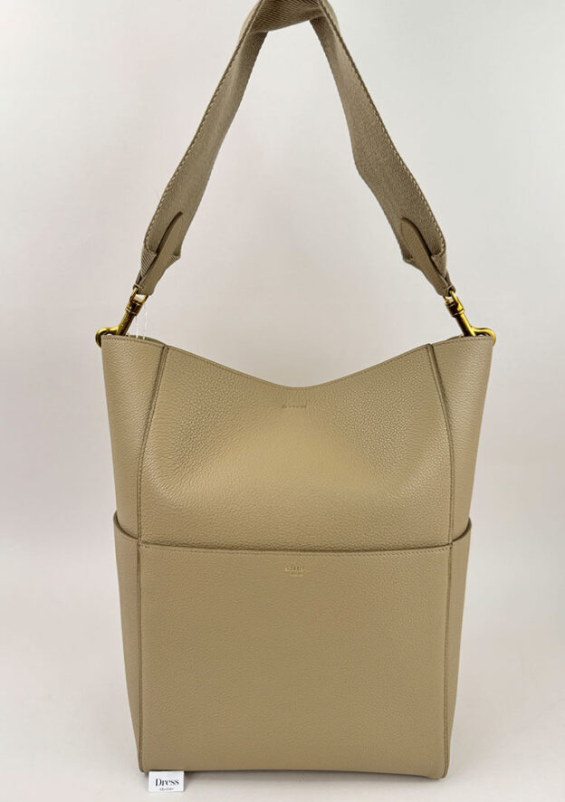 Celine Seau Sangle Leather Beige Tote Bag - Image 6
