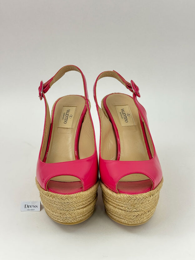 Pre-Owned Valentino Garavani Patent Pink Leather Wedges Size 37 (UK 4) - Image 2