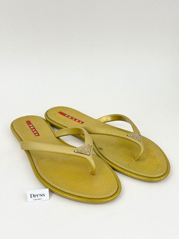 Prada Gold Flip Flops Size 36 (UK 3)