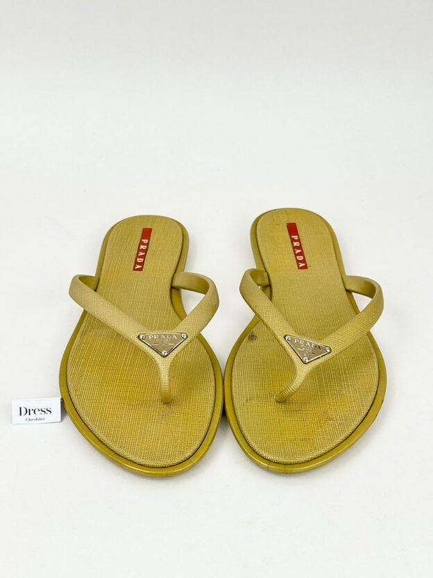 Prada Gold Flip Flops Size 36 (UK 3) - Image 2
