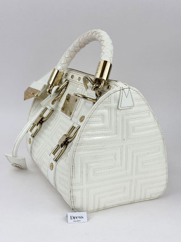 Gianni Versace White Patent Leather Handbag - Image 3