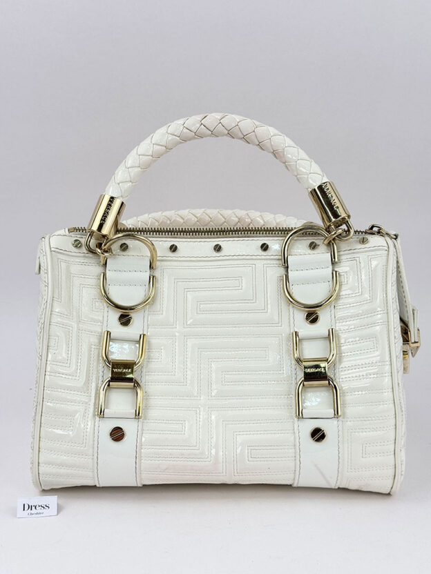 Gianni Versace White Patent Leather Handbag - Image 4