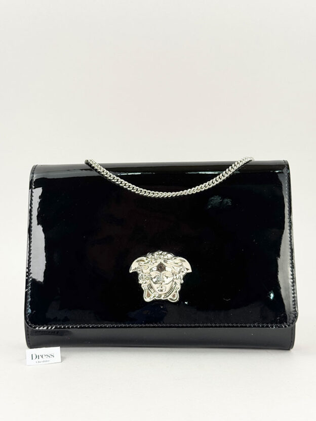 Versace Black Patent Medusa Clutch
