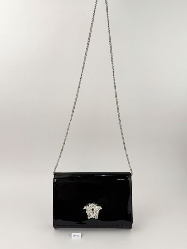 Versace Black Patent Medusa Clutch - Image 2