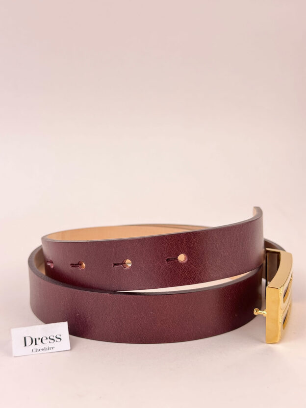 Victoria Beckham Burgundy Leather Belt - Image 3