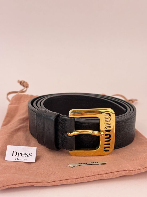 Miu Miu Black Leather Belt - Image 5