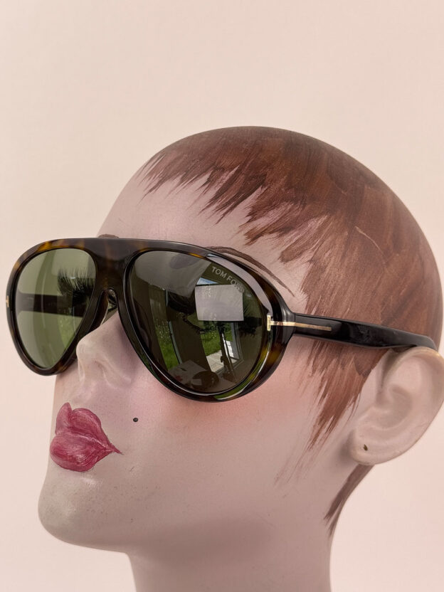 Tom Ford Green Lens Tortoiseshell Camillo Aviator Sunglasses - Image 3