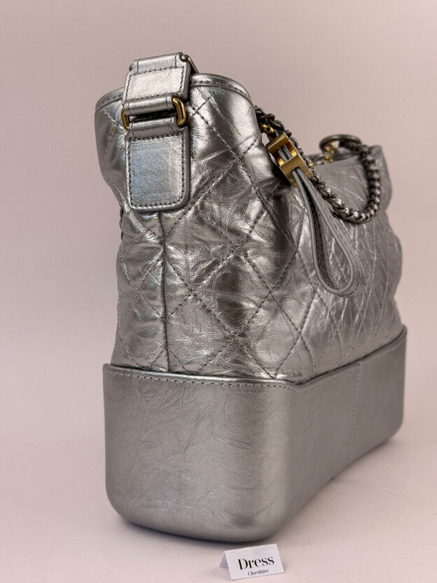Chanel Gabrielle Silver Leather Handbag - Image 3