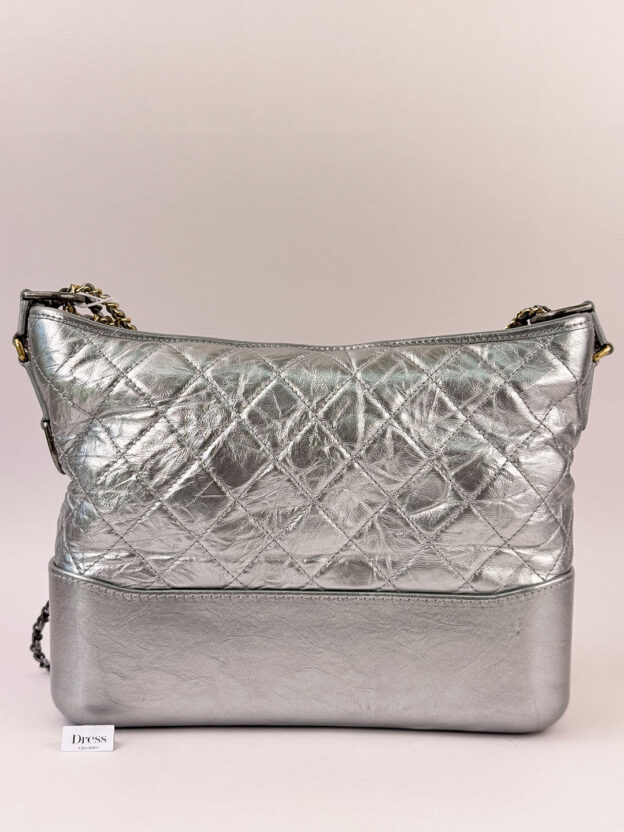 Chanel Gabrielle Silver Leather Handbag - Image 4