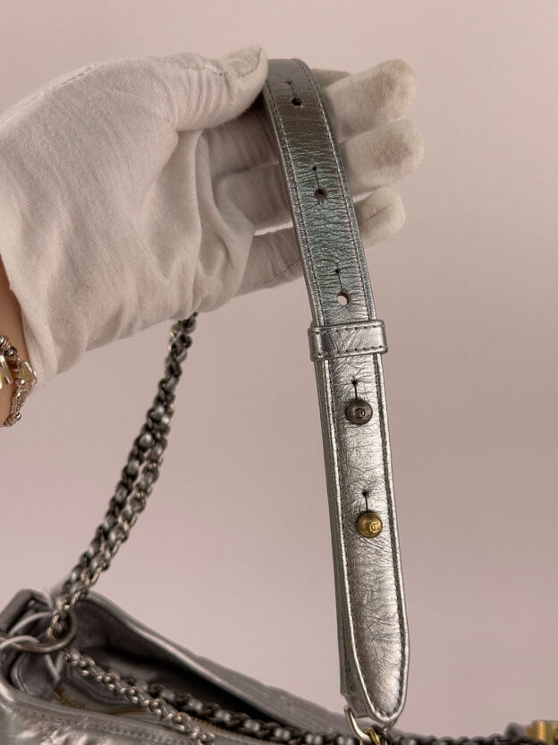Chanel Gabrielle Silver Leather Handbag - Image 7