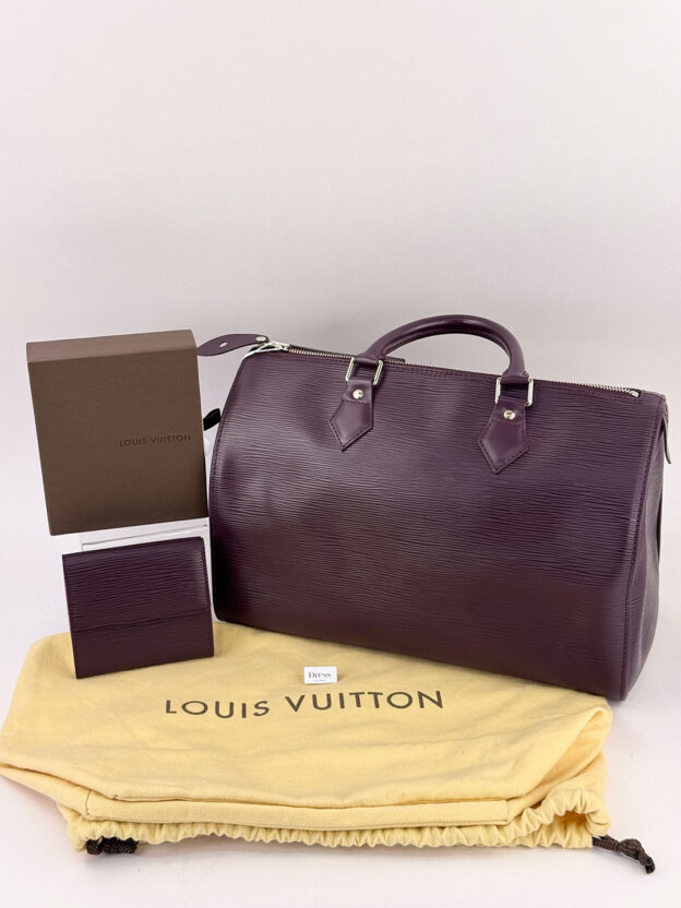 Louis Vuitton Aubergine Epi Leather Speedy Handbag - Image 7