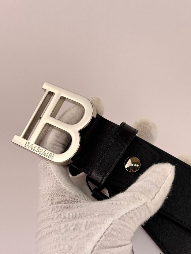 Pre-Owned Balmain Silver Buckle Black Belt - Image 2
