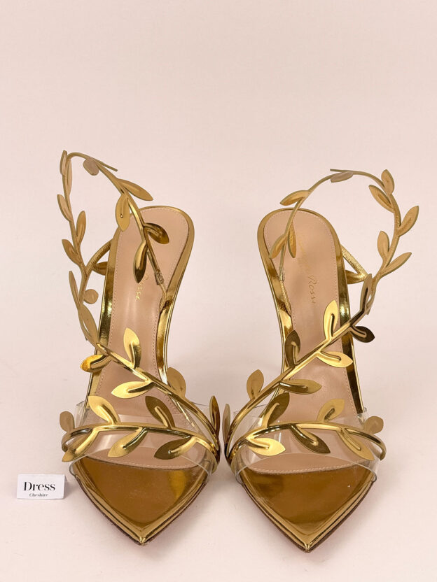 Gianvito Rossi Flavia 105 Metallic Gold Leather Sandals Size 39 (UK 6) - Image 2