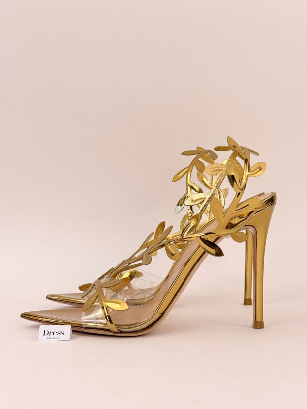 Gianvito Rossi Flavia 105 Metallic Gold Leather Sandals Size 39 (UK 6) - Image 3
