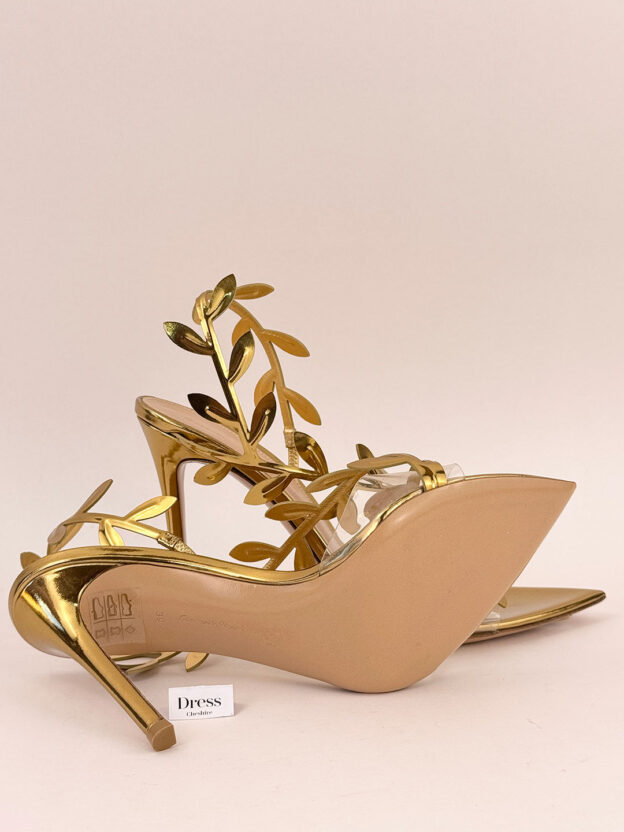 Gianvito Rossi Flavia 105 Metallic Gold Leather Sandals Size 39 (UK 6) - Image 5