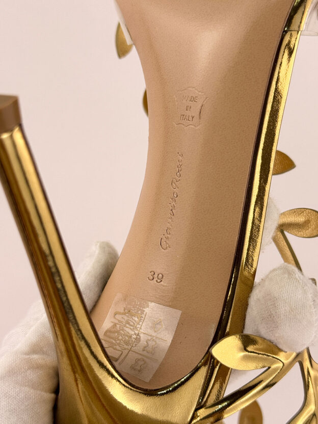 Gianvito Rossi Flavia 105 Metallic Gold Leather Sandals Size 39 (UK 6) - Image 6