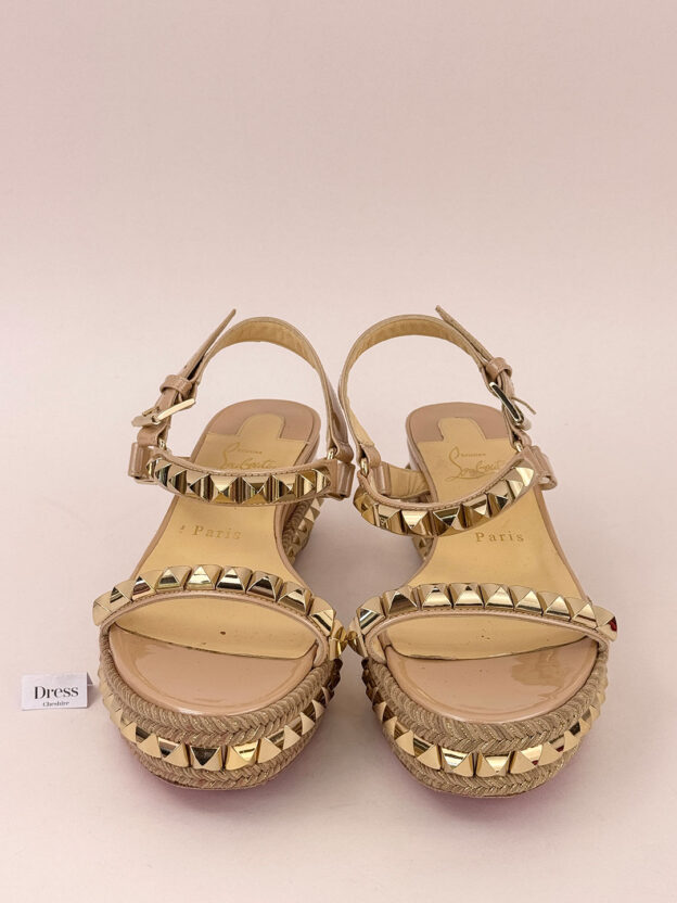 Pre-Owned Christian Louboutin Pyraclou 60mm Espadrilles Size 37 (UK 4) - Image 3