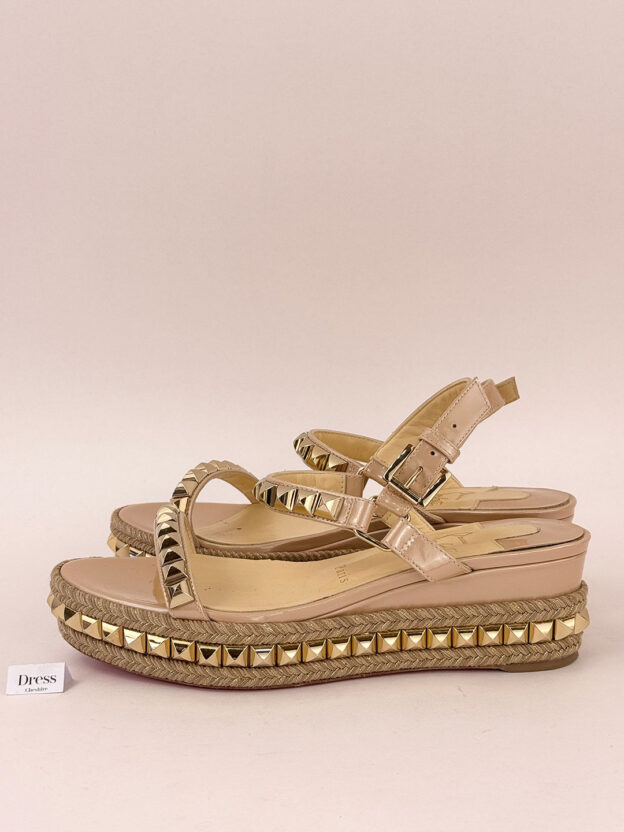 Pre-Owned Christian Louboutin Pyraclou 60mm Espadrilles Size 37 (UK 4) - Image 2