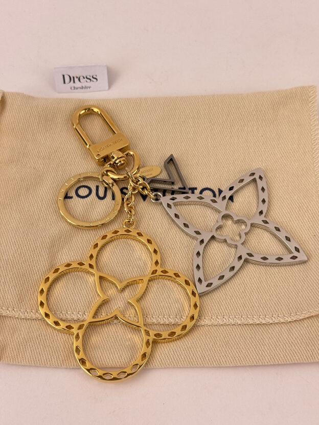 Louis Vuitton Gold & Silver Flower Bag Charm - Image 4