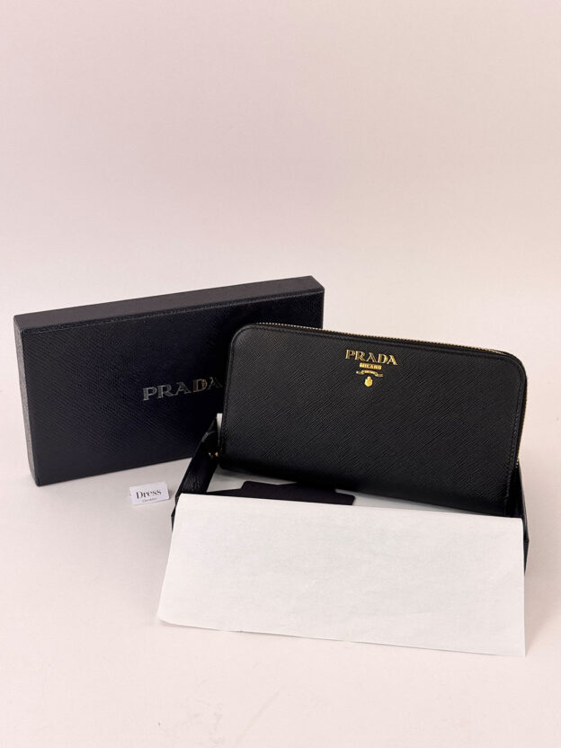 Prada Black Long Saffiano Leather Purse - Image 6