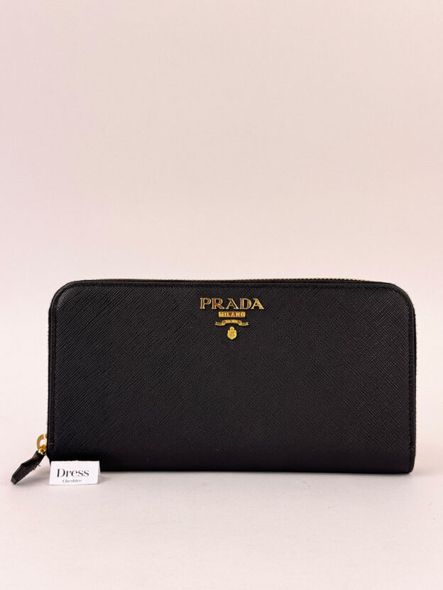 Prada Black Long Saffiano Leather Purse