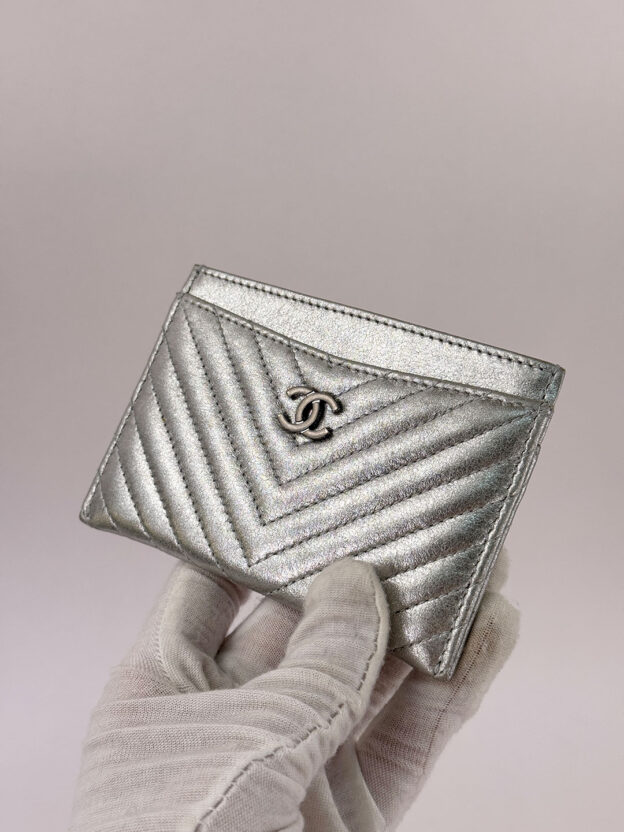 Chanel Silver Metallic Card Holder - Image 2