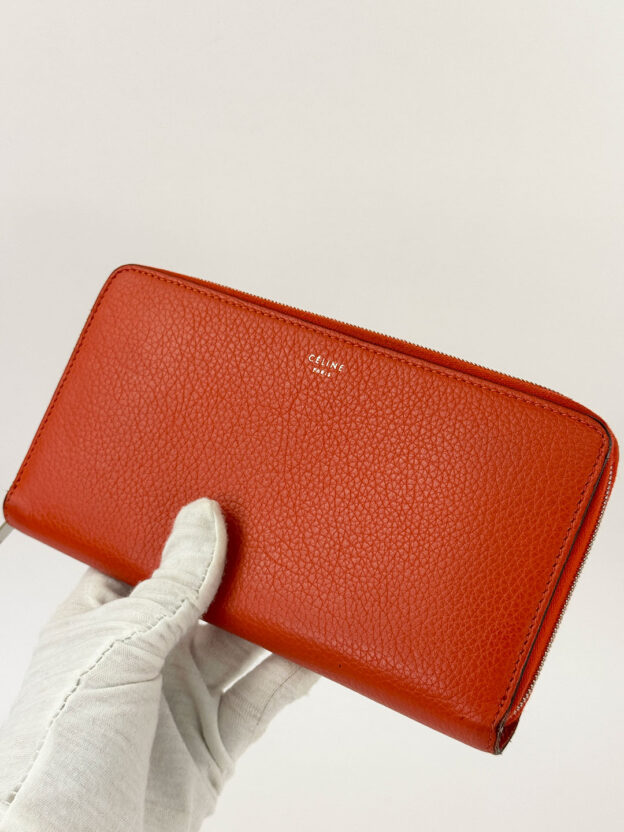 Pre-Owned Celine Orange Long Leather Purse - Image 6