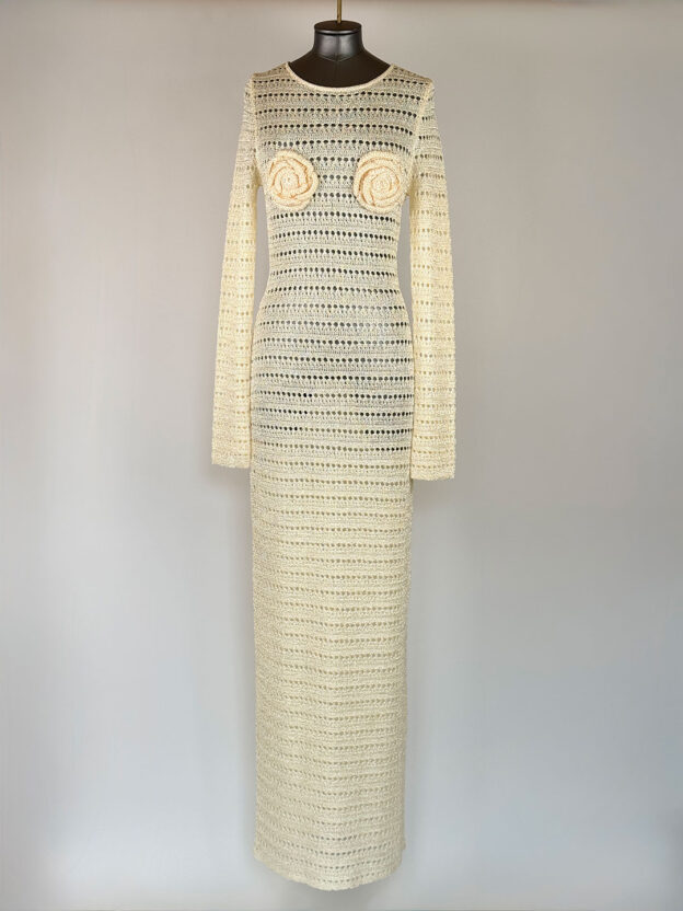 SAME Rosette Crochet Long Dress Size S