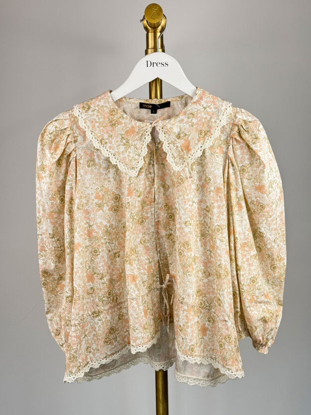 Pre-Owned Maje Peach Floral Blouse Size 2 (UK 10)