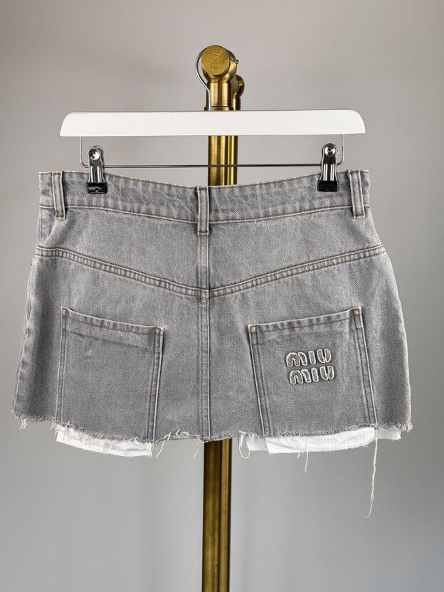 Miu Miu Grey Denim Skirt Size 40 (UK 8) - Image 2