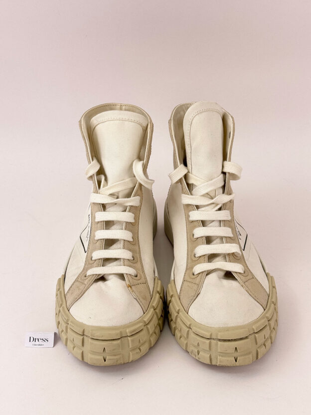 Prada Cloth White & Beige High Top Trainers Size 38 (UK 5) - Image 3