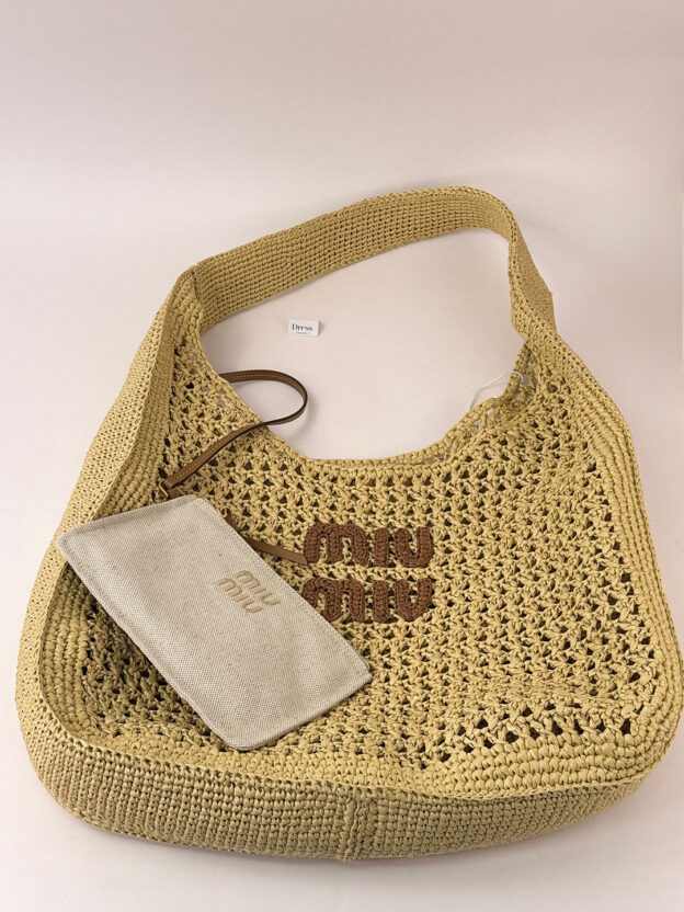 Miu Miu Raffia Hobo Bag - Image 6