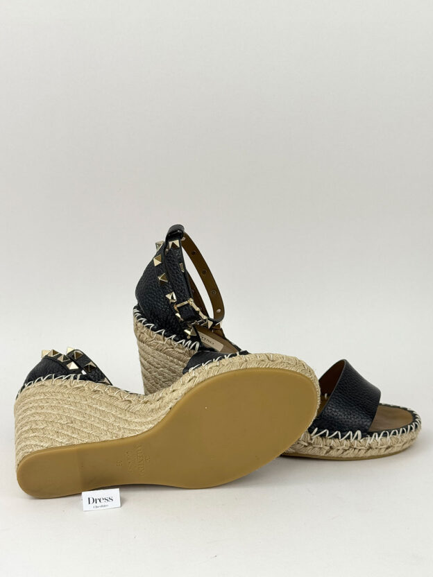 Valentino Garavani Black Double Rockstud 95mm Wedge Espadrilles Size 39 (UK 6) - Image 5