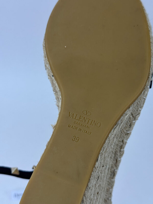 Valentino Garavani Black Double Rockstud 95mm Wedge Espadrilles Size 39 (UK 6) - Image 6