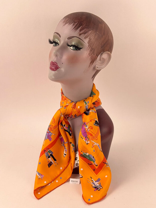 Pre-Owned Hermes Carre 70 Silk Orange Les Parisie - Image 2