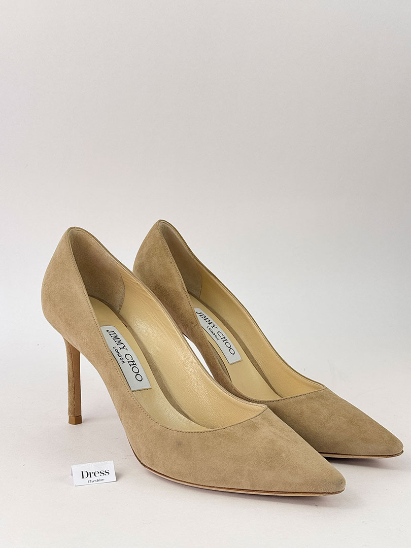 Jimmy Choo Beige Suede Pointed Toe Heels Size 38 (UK 5