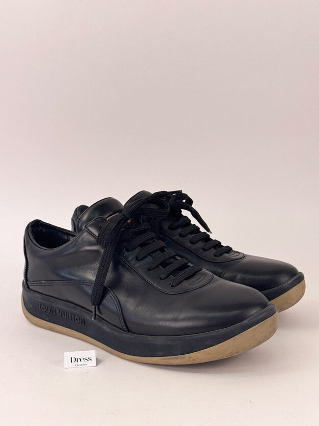 Louis Vuitton Black Leather Low Top Trainers Size 38 (UK 5)