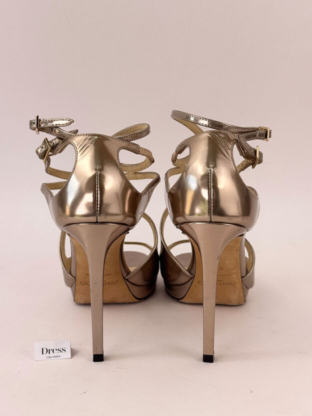 Jimmy Choo Lance 100 Gold Leather Sandals Size 37.5 (UK 4.5) - Image 4