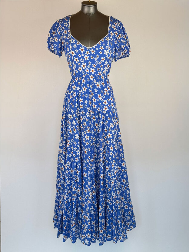 Pre-Owned Rixo Blue & White Floral Dress Size 8 (XS)