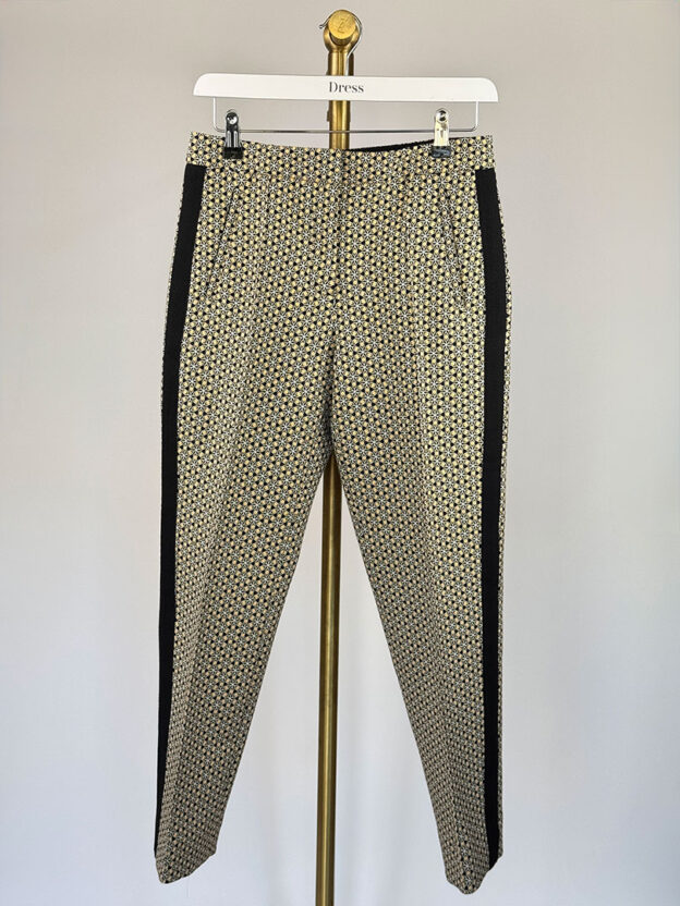 ME+EM Black & Yellow Floral Print Trousers Size UK 8