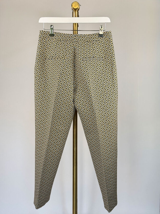 ME+EM Black & Yellow Floral Print Trousers Size UK 8 - Image 2
