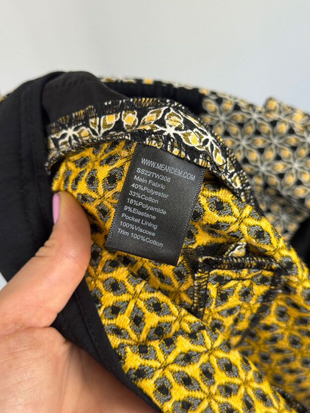 ME+EM Black & Yellow Floral Print Trousers Size UK 8 - Image 3