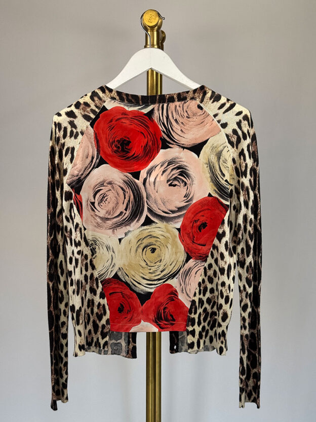 Moschino Cheap & Chic Leopard Silk & Cashmere Cardigan Size M - Image 2