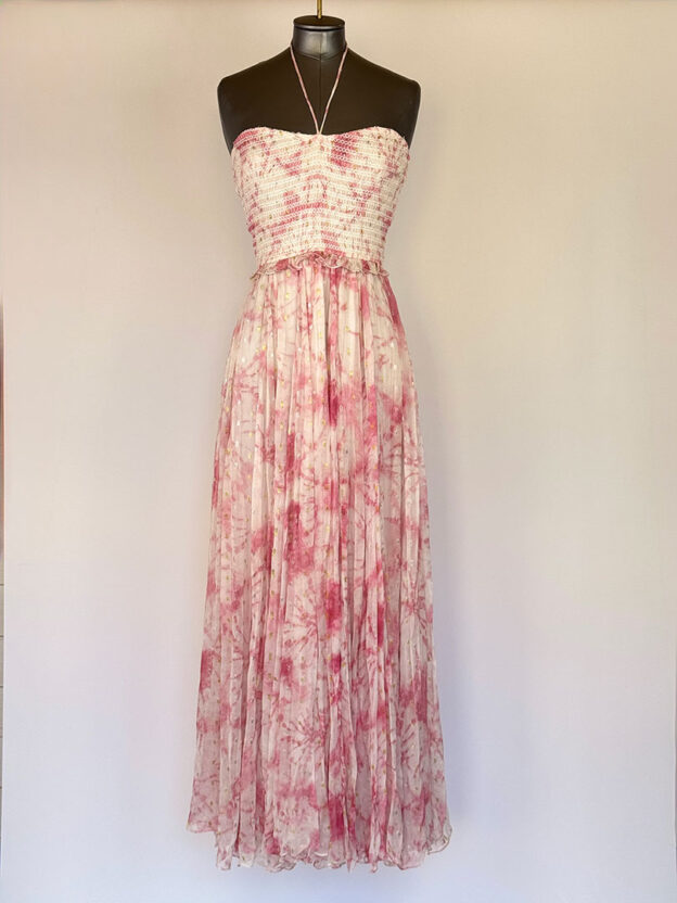 Rococo Sand Pink & White Long Dress Size S