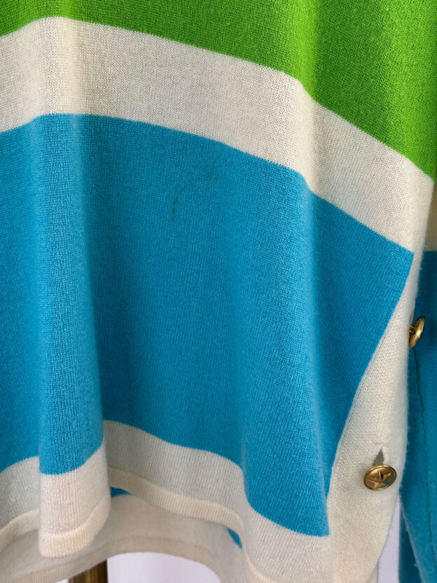 Pre-Owned Vilagallo Green & Blue Gold Buttoned Jumper Size L - Image 2