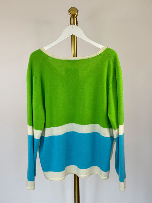 Pre-Owned Vilagallo Green & Blue Gold Buttoned Jumper Size L - Image 3