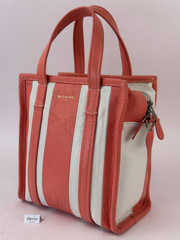 Pre-Owned Balenciaga Bazar Shopper Coral & White Bag - Image 2